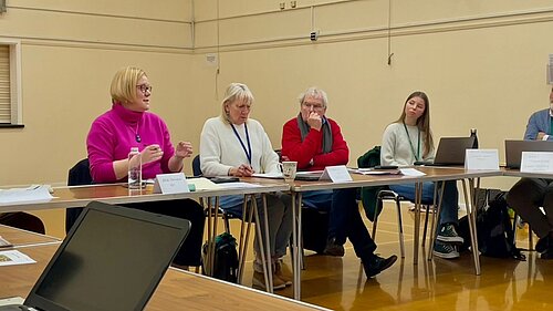 Zöe chairing the Eastern Villages Flood Forum